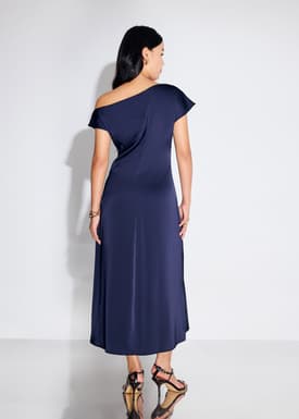 Intan Satin Asymmetric A-line Midaxi Dress