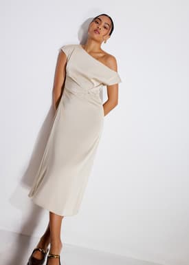 Intan Satin Asymmetric A-line Midaxi Dress