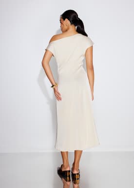 Intan Satin Asymmetric A-line Midaxi Dress