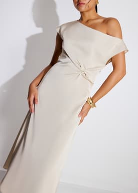 Intan Satin Asymmetric A-line Midaxi Dress