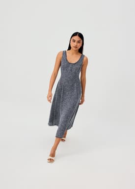 Nina Tweed Scoop Neck Fit & Flare Midaxi Dress