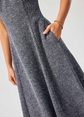 Nina Tweed Scoop Neck Fit & Flare Midaxi Dress