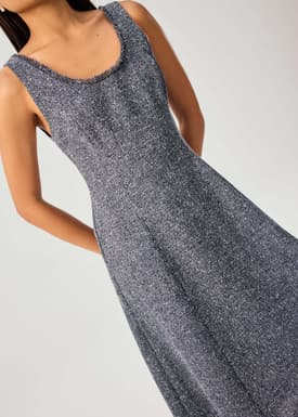Nina Tweed Scoop Neck Fit & Flare Midaxi Dress