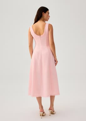 Nina Tweed Scoop Neck Fit & Flare Midaxi Dress