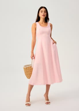 Nina Tweed Scoop Neck Fit & Flare Midaxi Dress