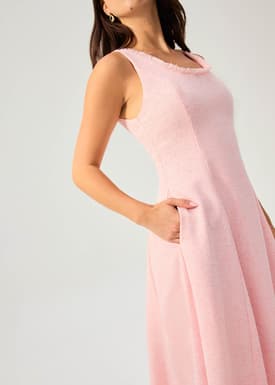 Nina Tweed Scoop Neck Fit & Flare Midaxi Dress