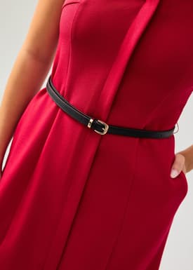 Suyin Belted Mandarin Collar Mini Dress