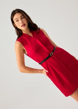 Suyin Belted Mandarin Collar Mini Dress