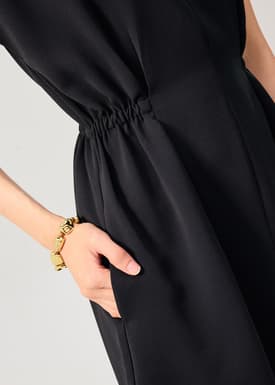 Zaya Side Elastic Mandarin Collar Fit & Flare Mini Dress