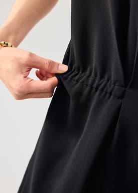 Zaya Side Elastic Mandarin Collar Fit & Flare Mini Dress