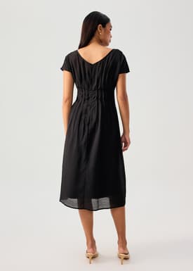 Jill Pintuck Boat Neck Fit & Flare Midi Dress