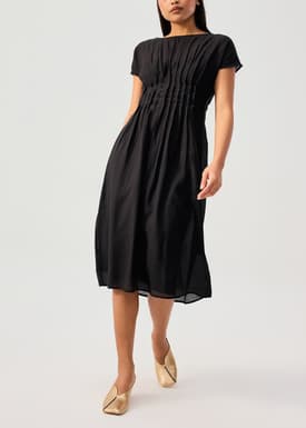 Jill Pintuck Boat Neck Fit & Flare Midi Dress
