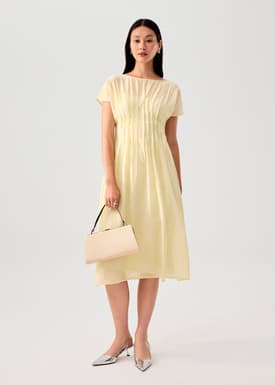 Jill Pintuck Boat Neck Fit & Flare Midi Dress