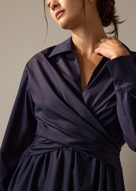 Rama RuchedReady® Poplin Fit & Flare Dress