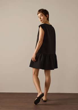 Marla Twill Round Neck Drop Waist Mini Dress