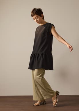 Marla Twill Round Neck Drop Waist Mini Dress