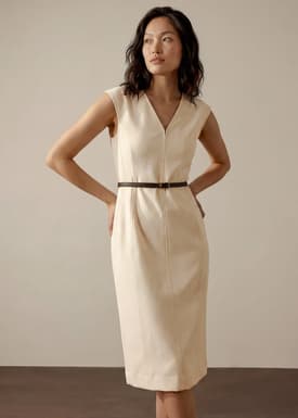Sofi Belted V-neck Column Midaxi Dress