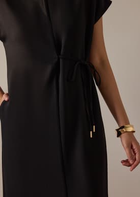 Namtan Crepe Boat Neck Column Midi Dress