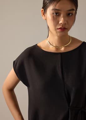 Namtan Crepe Boat Neck Column Midi Dress