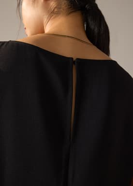 Namtan Crepe Boat Neck Column Midi Dress