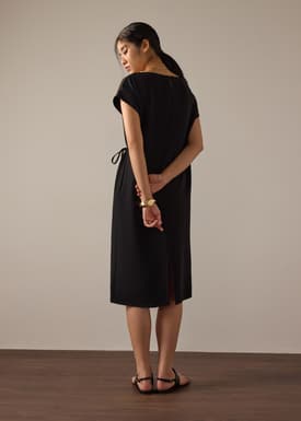 Namtan Crepe Boat Neck Column Midi Dress