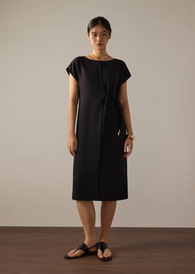 Namtan Crepe Boat Neck Column Midi Dress