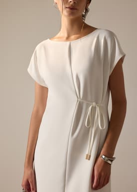 Namtan Crepe Boat Neck Column Midi Dress