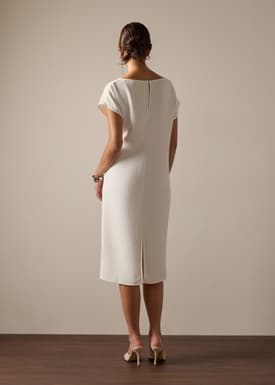 Namtan Crepe Boat Neck Column Midi Dress