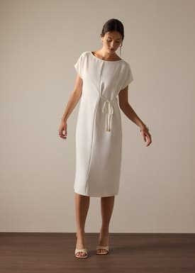 Namtan Crepe Boat Neck Column Midi Dress