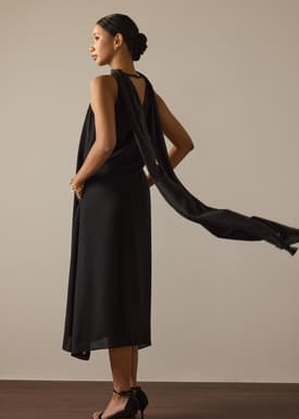 Suzanne Multi-way Detachable Shawl Column Midaxi Dress