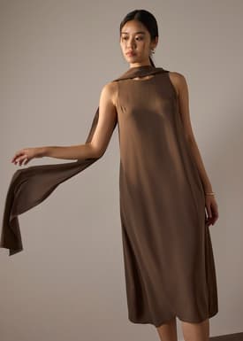 Suzanne Multi-way Detachable Shawl Column Midaxi Dress