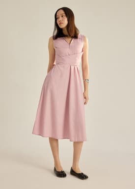 Leela Pinstripe Fit & Flare Dress