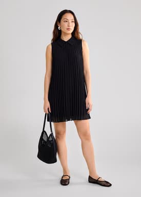 Umi Sunray Pleated Collared Mini Dress
