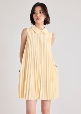 Umi Sunray Pleated Collared Mini Dress