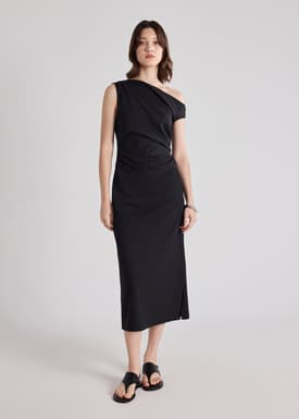Kelda Poplin Asymmetric Column Dress