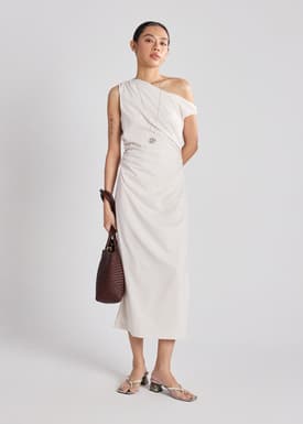 Kelda Poplin Asymmetric Column Dress