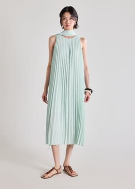 Muri Multi-way Sunray Pleated Dress With Sash