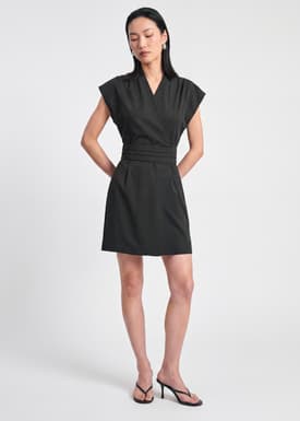 Pintuck Waist Mini Dress