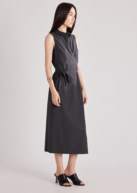 Collared Wrap Column Dress