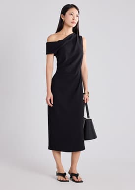Crepe Asymmetric Column Dress