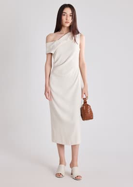Crepe Asymmetric Column Dress
