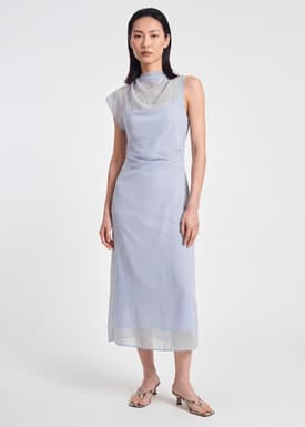 Georgette Asymmetric Drape Dress