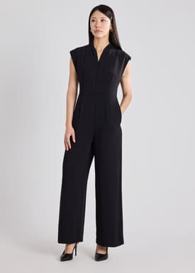 Crepe Mandarin Collar Jumpsuit