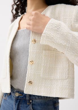Zanna Detachable Collar Tweed Jacket