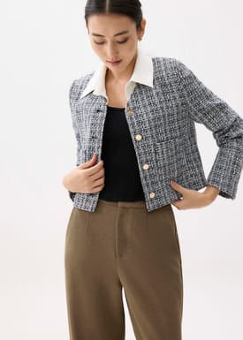 Zanna Detachable Collar Tweed Jacket