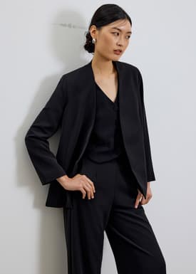 RuchedReady® Moira Belted Collarless Blazer