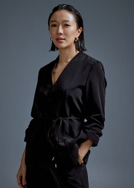 RuchedReady® Moira Belted Collarless Blazer