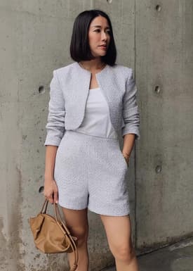 RuchedReady® Fumiko Ribbon Tweed Crop Jacket