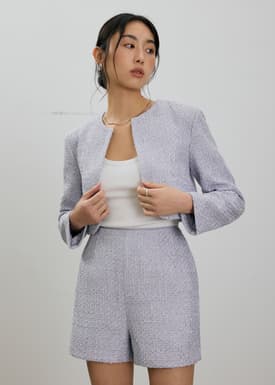 RuchedReady® Fumiko Ribbon Tweed Crop Jacket