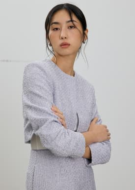 RuchedReady® Fumiko Ribbon Tweed Crop Jacket